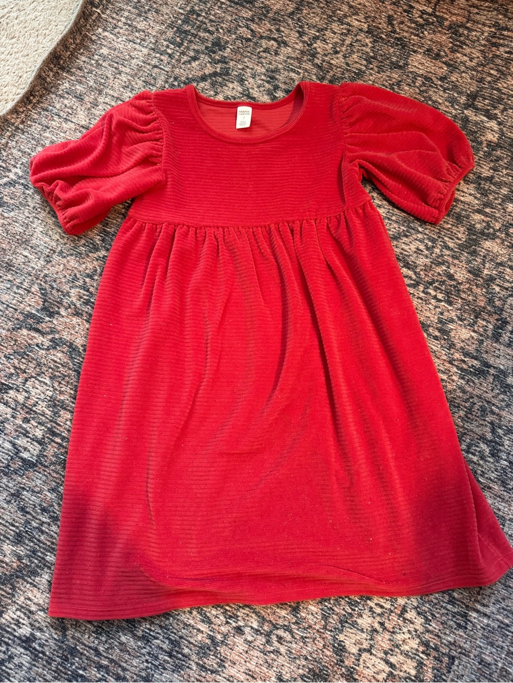 Harper Canyon Girls Red Velvet Puff-Sleeve Dress Size 7